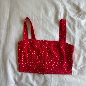Red Star-Patterned Crop Top